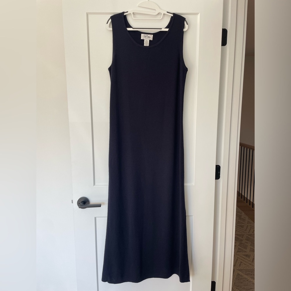 Vintage Bob Mackie Studio Knit Dress Large 80s 90s Minimalist Navy Normcore